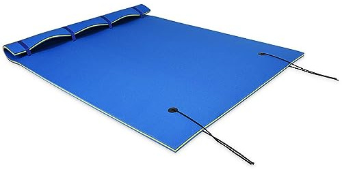 DREAMADE Schwimmende Wasserauflage mit 3 Lagen, Wasserhängematte Wasserliege Schwimmfloß Schwimmender Teppich, 270 x 180 x 3,5 cm (Blau)