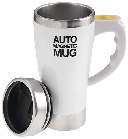 TsunNee 450ML Electric Self Stirring Coffee Mug, Stainless Steel Auto Magnetic Mug, Auto Mixing Cup for Coffee Tea Hot Chocolate Milk Cocoa Protein, White