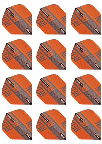 RED DRAGON Hardcore XT orange och svarta Dart-flygningar – 4 uppsättningar per paket (totalt 12 Dart-flyg totalt)