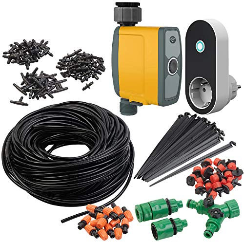Royal Gardineer Tröpfchenbewässerung: 136-teiliges Pflanzen-Bewässerungs-Set, inkl. WLAN-Bewässerungsuhr (Tröpfchenbewässerung Set, WLAN Bewässerungscomputer, Wireless PC Controller)