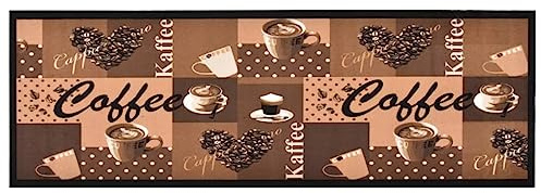 vidaXL Küche Bodenmatte Waschbar rutschfest Fußmatte Läufer Flurteppich Teppich Küchenläufer Teppichläufer Küchenteppich Kaffee Braun 45x150cm