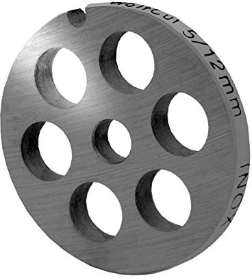 Wolfcut INOX Lochscheibe mit 12,0 mm Bohrungen – kompatibel mit allen gängigen Fleischwölfen Größen 5 – z.B.: Bosch MUM4/MUM5 - Alexanderwerk Größe 5 – Jupiter Größe 5 und viele mehr.