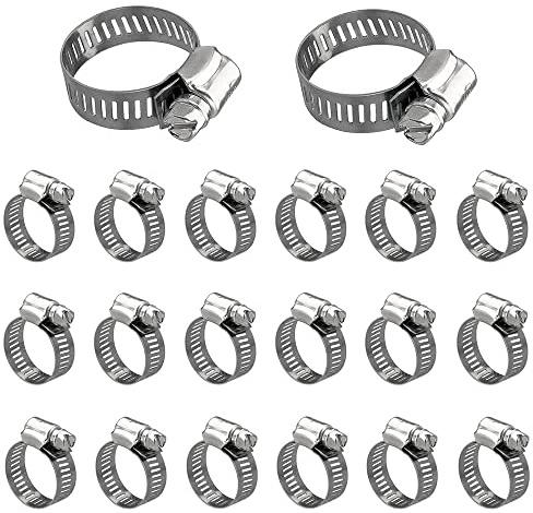 20 Stück Schlauchschellen Set Einstellbare 13-19mm Edelstahl Schlauchschellen Hochwertiges Set aus Rostfreien Schlauchklemmen für Home Gas Rohr Wasser Rohr Tank Automobil