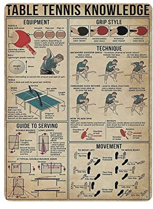 Tischtennis Wissen Poster Metall Blechschild Kunst Wandschild Dekor Vintage Retro Schild Eisen Malerei Aluminium Schild für Heimdeko Bar Shop Männer Höhle Outdoor Garage Indoor 16x12