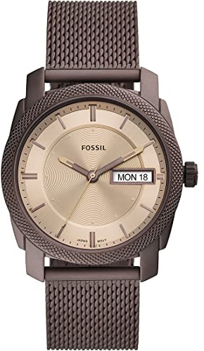 Fossil Watch for Men Machine, Quartz Movement, 42 mm Brown Stainless Steel Case with a Stainless Steel Mesh Strap, FS5936