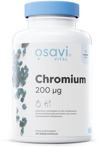 Osavi Chromium 200 µg – 120 Vegan Capsules | Highly Absorbable Chromium Picolinate | Clean Label | Vegan–Friendly