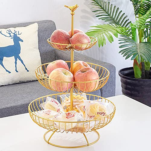 Fruit Bowl,3 Tier Metal Fruit Basket,Fruit Holder for Storage Basket,Detachable Fruit Baskets for Kitchens, Fruit Basket Stand,Bread Basket,for Storing & Organizing Fruits Vegetables Snacks (Gold,2)