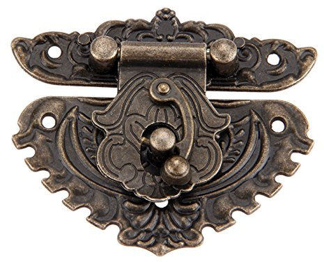 Mgoodoo 1 pieza de cerrojo vintage antiguo, diseño de hierro bronce, cierres de muebles, herrajes para cortinas, cerraduras en cofres, cajas, deslizadores, 68 x 58 mm