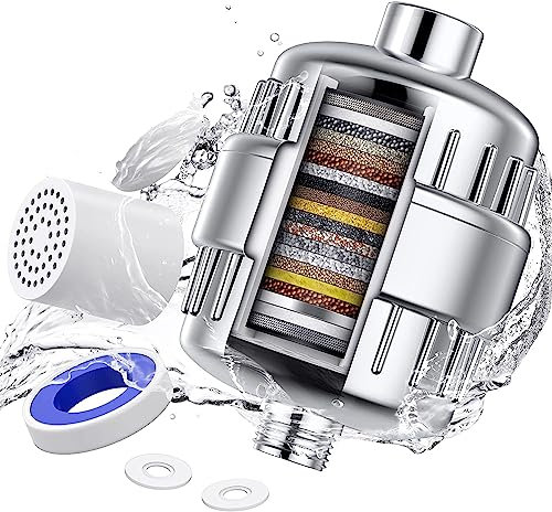 17 Stage Shower Filter with Vitamin C for Hard Water - High Output Shower Water Filter to Remove Chlorine and Fluoride