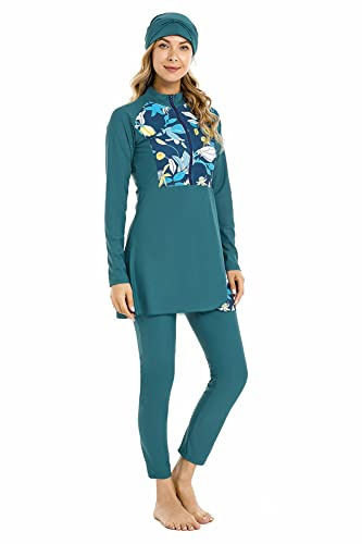 Maillots de Bain Trois pièces pour Femmes Maillot de Bain Complet du Corps Le Burkini Maillot de Bain Grande Taille Villa en Bord de mer(XL,J5)