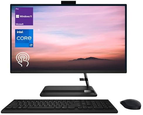 Lenovo IdeaCentre 3 Premium Business Computer all-in-one 2023, display touch FHD da 27 pollici, Intel Core i7-13620H, 32 GB RAM, 2 TB SSD, webcam, HDMI, mouse e tastiera wireless,