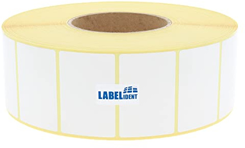 Labelident Thermotransfer-Etiketten auf Rolle weiß - 60 x 40 mm - Papier, selbstklebend - 4.000 Haftetiketten auf 1 Rolle/n, 76 mm Kern, Blanko Rollenetiketten