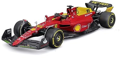 Bburago Ferrari F1-75 (2022): Modellauto im Maßstab 1:24, #16 Charles Leclerc, mit Fahrer, Hardcase, rot (18-26806L)