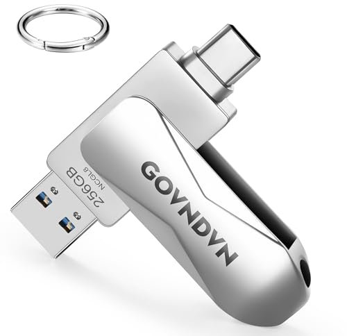 GOVNDVN 256 Go Clé USB pour iPhone 15, iPhone Cle USB pour Enregistrer Plus de Photos et Vidéos, Clés USB C Stockage Externe pour iPhone 15 Série/iPad/Android/PC/Mac (256Go)