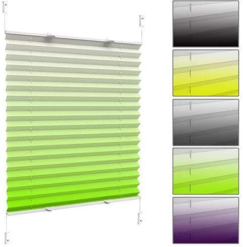 Premium Plissee Faltrollo 75 x 130 cm Rollo Plise Plisee Plisse, Plissee Klemmfix, Jalousie Rollos Easyfix Sichtschutz Sonnenschutz für Fenster nach Maß, Grün