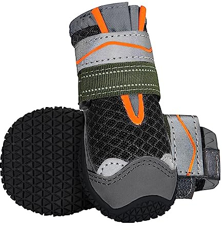 SlowTon Hundeschuhe Pfotenschutz, 2 Stück wasserdichte Hunde Schuhe Outdoor mit Rutschfester Sohle, reflektierendem Klettverschluss Hundestiefel für kleine mittlere große Hunde Winter