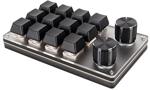 ASHATA Programmierbare USB-Makro-Tastatur, Makro-Tastatur mit Rotem Schalter und Benutzerdefinierten Knöpfen, Mechanische Gaming-Tastatur mit Einhandtastatur (12 Tasten mit 2 Knöpfen)