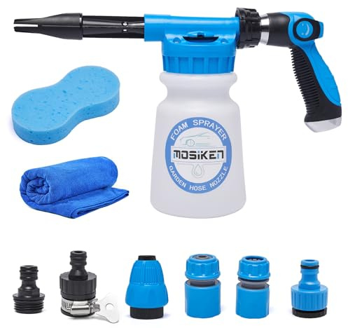 Blue Car Wash Foam Gun Sprayer Kit with Sponge & Towel, Snow Foam Blaster for Car & Garden Cleaning