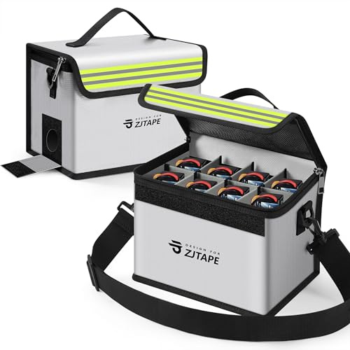 ZJTAPE Lipo Safe Bag Feuerfeste, Explosionsgeschützte Akku Tasche, Großer Stauraum Lipo Aufbewahrungsbox - Feuerfester Tresor, Schutztresortasche Verstellbare Akku Tasche für Laden und Aufbewahren