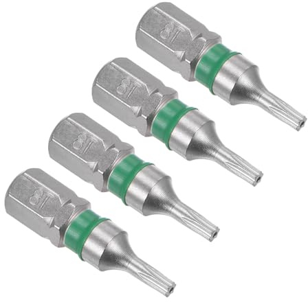 CoCud Embouts Tournevis Torx Magnétique T8 Longueur 25mm 1/4 Acier S2 4Pcs | 1/4 Tige Hexagonale, Acier S2 Étoile 6 Points Perceuse Visseuse Preuve de Manipulation ,