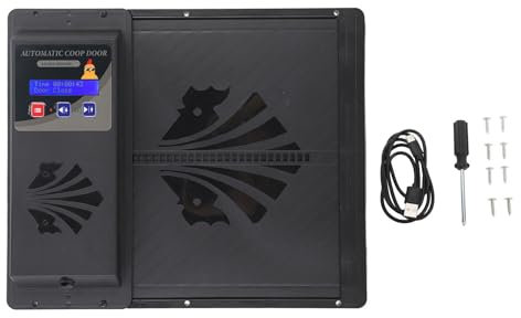 Automatische Hühnerstalltür, USB, horizontale Öffnung, automatischer Hühnerstall-Türöffner aus Kunststoff mit Timer für Hühner, Enten, Gänse (Schwarz)