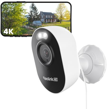 Reolink 4K Wi-Fi 6 Überwachungskamera Aussen mit 2,4/5GHz Dual-Band Wi-Fi, Farb-Nachtsicht, Plug-In WLAN Kamera Outdoor mit 24/7-Aufzeichnung, Intelligente Erkennung, Sirene, Wetterfest, Lumus Pro