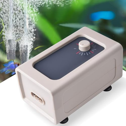 FEDOUR 3W 4W 5W 7W Leistungsstarke Aquarium Luftpumpe, 2-ausgänge Leise Aquarium Sauerstoffpumpe, Einstellbare Aquarium Belüfter Pumpe mit Allem Zubehör, für 1-700L Fish Tank