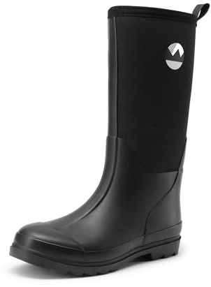 DREAM PAIRS Stivali da Pioggia Donna Alti Fino al Ginocchio Stivali con Circonferenza Gambale Elastica per Outdoor Giardino,Size 36,Nero,DWEMRB2506