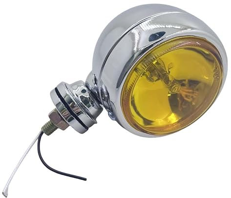 Faro anteriore ausiliario per moto universale cromato rotondo con lente gialla per Ducati Honda Benelli Yamaha