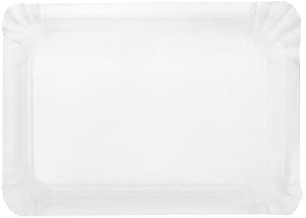 Monouso | 100 Bandeja de Cartón Blanca 16×22 cm | Rectangular Compacta | Resistente al Aceite y Calor | Ideal para Degustaciones y Catering | Pack de 100 Unidades