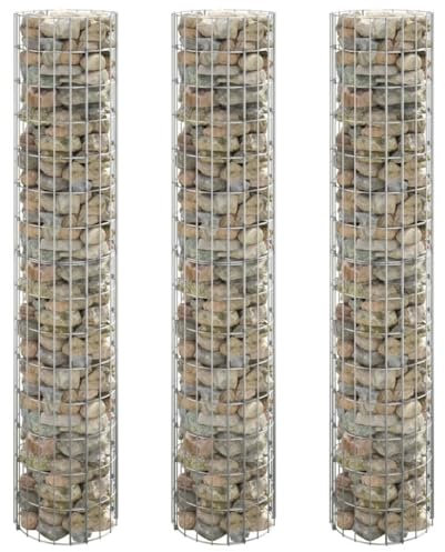 Panier de Gabion, Gabion pour Pierre Panier à Pierre Lit surélevé à gabion circulaire 3pcs Acier galvanisé Ø30x150cm