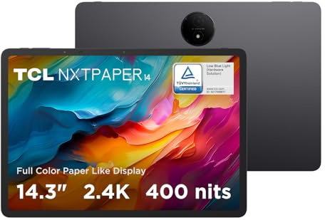 TCL NXTPAPER 14 WiFi Tablet 14.3 2.4K 10,000mAh Battery 33W Fast Charging NXTPAPER Display Anti-glare Anti-blue light Protect your eyes 8GB+256GB Ultra Thin 6.95mm 760g IP54 Gray