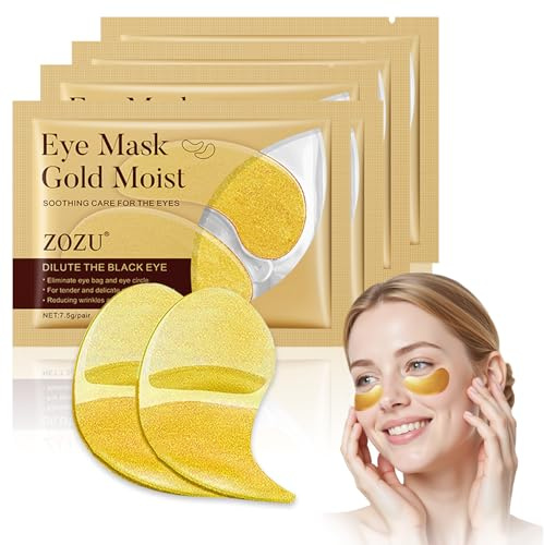 60 pièces de masque oculaire Gold, Patch Yeux, Masque Yeux Gel Hydratant, Patch contour des yeux, Skincare pour Contour des Yeux, Hydratant et Apaisant (Gold)
