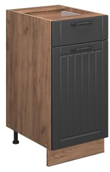 Vicco Küchenunterschrank Fame-Line, Dunkelgrau, 40 cm | MDF-Front · Ohne Arbeitsplatte · Höhenverstellbare Füße · Metallgriffe · Soft-Close