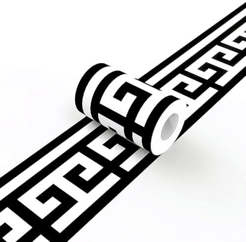 weiseni Black and White Wallpaper Border Trim Peel and Stick Boarders Self Adhesive Wallpaper Mirror Frame Border Trim Edge Decorative for Bathroom Wall Kitchen Decor 3.9X196.8