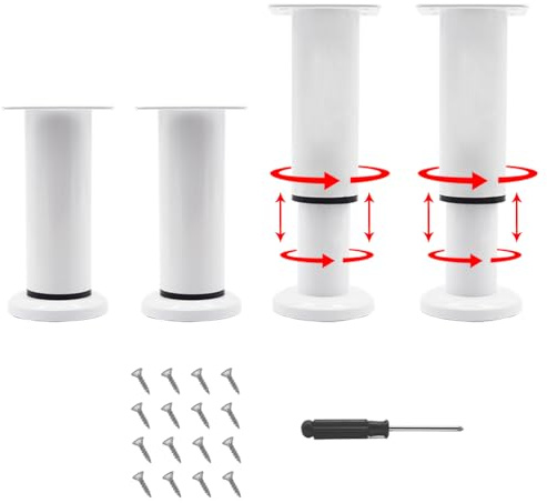 Ruidee 4 Stück Weiß Möbelfüße verstellbar Schrankbeine 12-18cm Sofa Füße Bettfüße Ersatz Stützfüße Sockelfüße Tischfüße Möbelbeine (GJZJ/12-18/White)