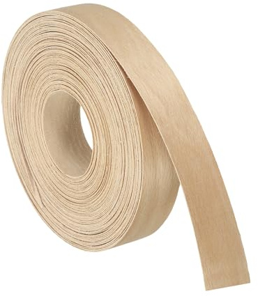 sourcing map 2.5cm x15m Wood Veneer Edge Banding Beech Edging Strips | Pre-Glued Flexible, Iron on with Hot Melt Adhesive Wood Tape for Cabinet Repair and Furniture Restoration