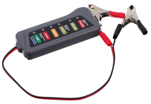 Warmhm Digitaler 12v Autobatterie Tester mit Lichtmaschinen Prüfung Kompakt Präzise Messung für Auto Motorrad mit Clipanschluss