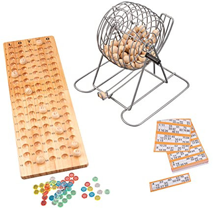 Engelhart - Bingo-Spiel mit Metallkorb + Holzbrett 90 Kugeln/System 15 aus 90-360567