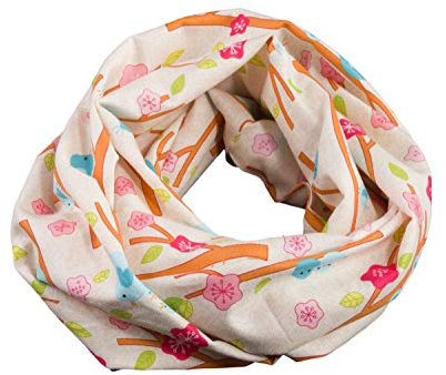 bettina bruder - Kinder-Loop Schlauchschal Lovebirds Vögel creme bunt - 100% Baumwolle