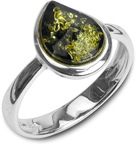 Ian and Valeri Co. Green Amber Sterling Silver Teardrop Ring
