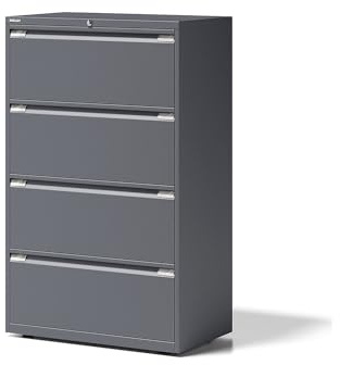 BISLEY Hängeregistraturschrank Essentials, 4 Hängeregistratur H 304 mm, Metall, 634 Anthrazitgrau, 47 x 80 x 130 cm