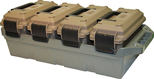 MTM AC4C 4- can Ammo Crate, Convenient size, Stackable, easy carry and transport of 30 caliber ammo, Rugged tactical carrying crate, USA Made, 23.6L x 11.25W x 7.5H, Brown