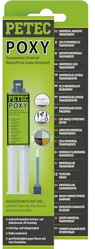 PETEC POXY 2 Komponenten Kleber extra stark Epoxidharz Klebstoff transparent 24 ml Doppelspritze. Zum Kleben von Metall, Kunststoff, Glas, Holz 98425