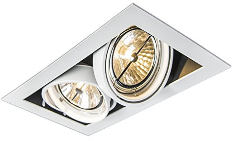 Qazqa Diseño Foco empotrado blanco orientable 2-luces - ONEON 111-2 Acero Rectangular Adecuado para LED Max. 2 x 50 Watt