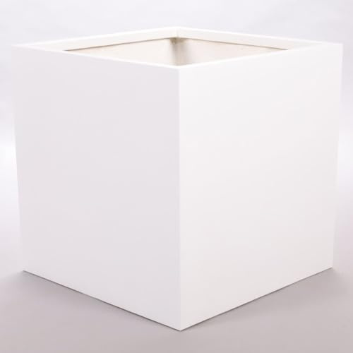 Elegant Einrichten Pflanzkübel, Blumenkübel Fiberglas quadratisch 60x60x60cm Perlmutt weiß.