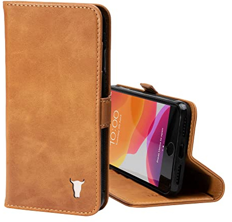 TORRO Hülle kompatibel mit iPhone SE 2022/2020 5G und iPhone 7/8 (4.7) – Premium Leder Hülle mit Standfunktion, Kartenfächern und Magnetverschluss (Hellbraun)
