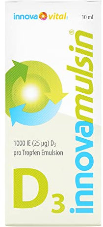 innova Mulsin® D3, Premiumpräparat Vitamin D3, 100% Bioverfügbarkeit da Emulsion| Einnahme in Tropfenform | hochdosiert deutsches Premium Produkt| 100% Geld-zurück-Garantie