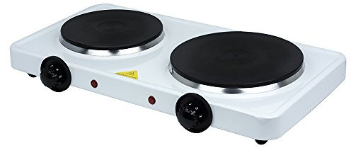 STATUS Colorado Double Hot Plate, 2500W White Electric Stove, Stainless Steel, COLORADO1PKB4