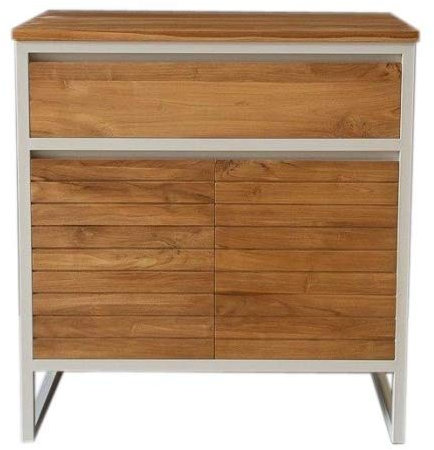 Waschbeckenunterschrank Marcia Teak Massivholz Breite vom Unterschrank 80 cm